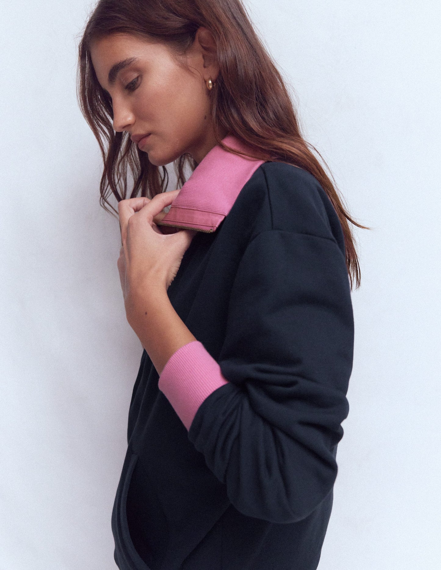 Colourblock Sweatshirt-Pink and Navy