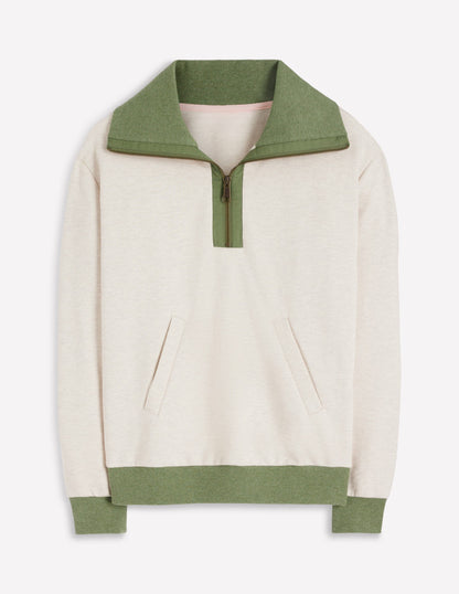 Colourblock Sweatshirt-Khaki and Oatmeal Marl-5