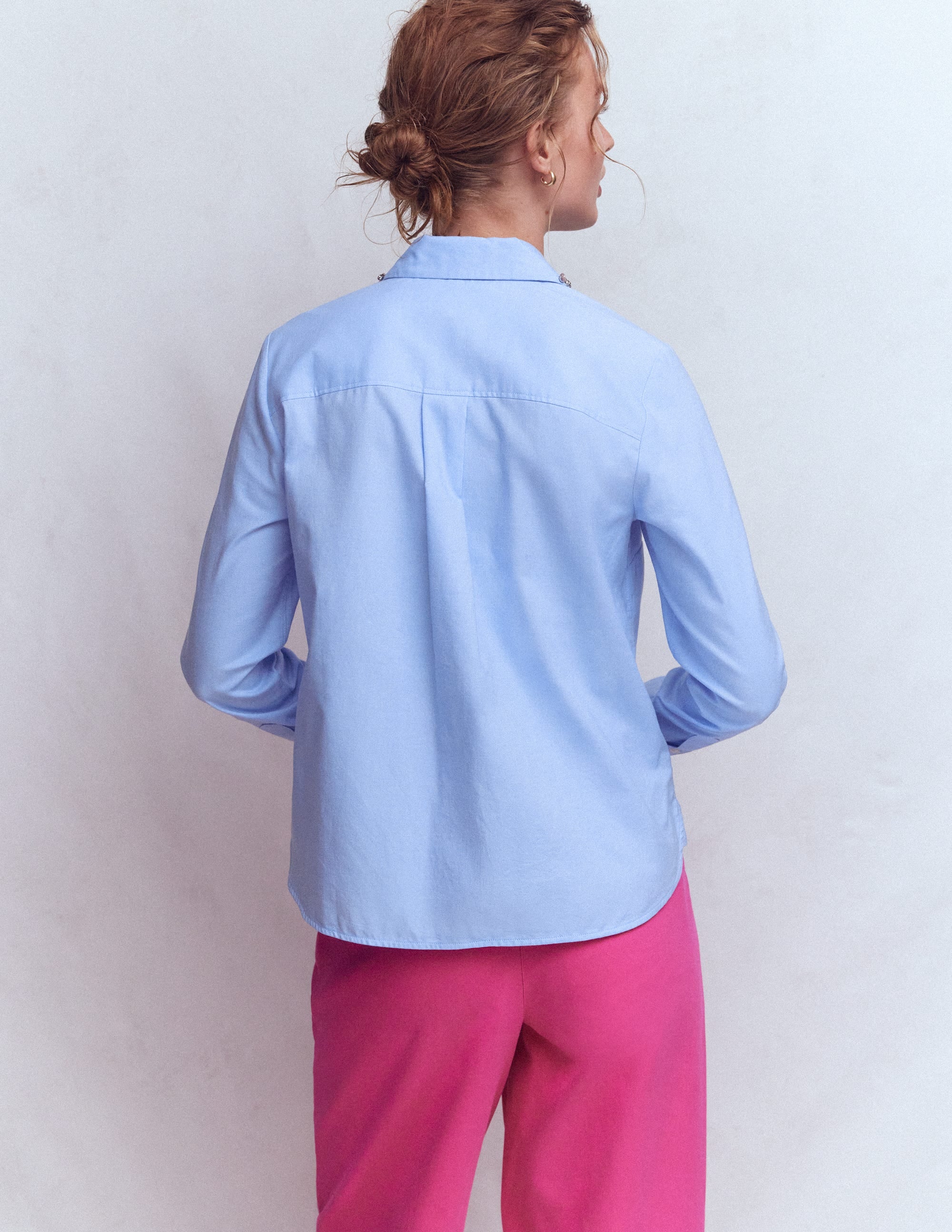 Sienna Trim Detail Shirt-blue Oxford, Jewel Collar - Image 3