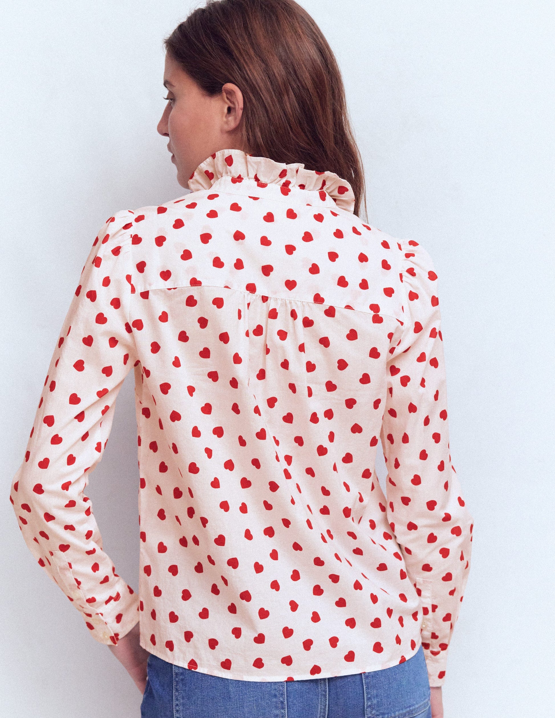 Isabel Ruffle Cotton Shirt-Ivory, Hearts-3