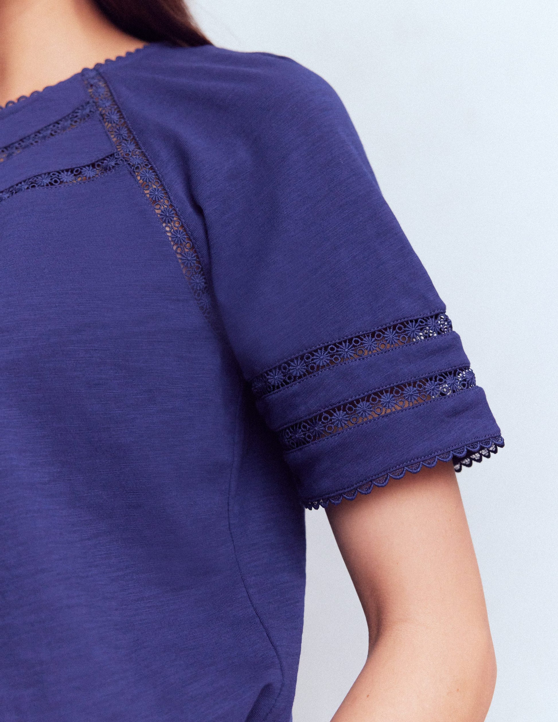 Poppy Trim Crew T-shirt-Blue Twilight-2