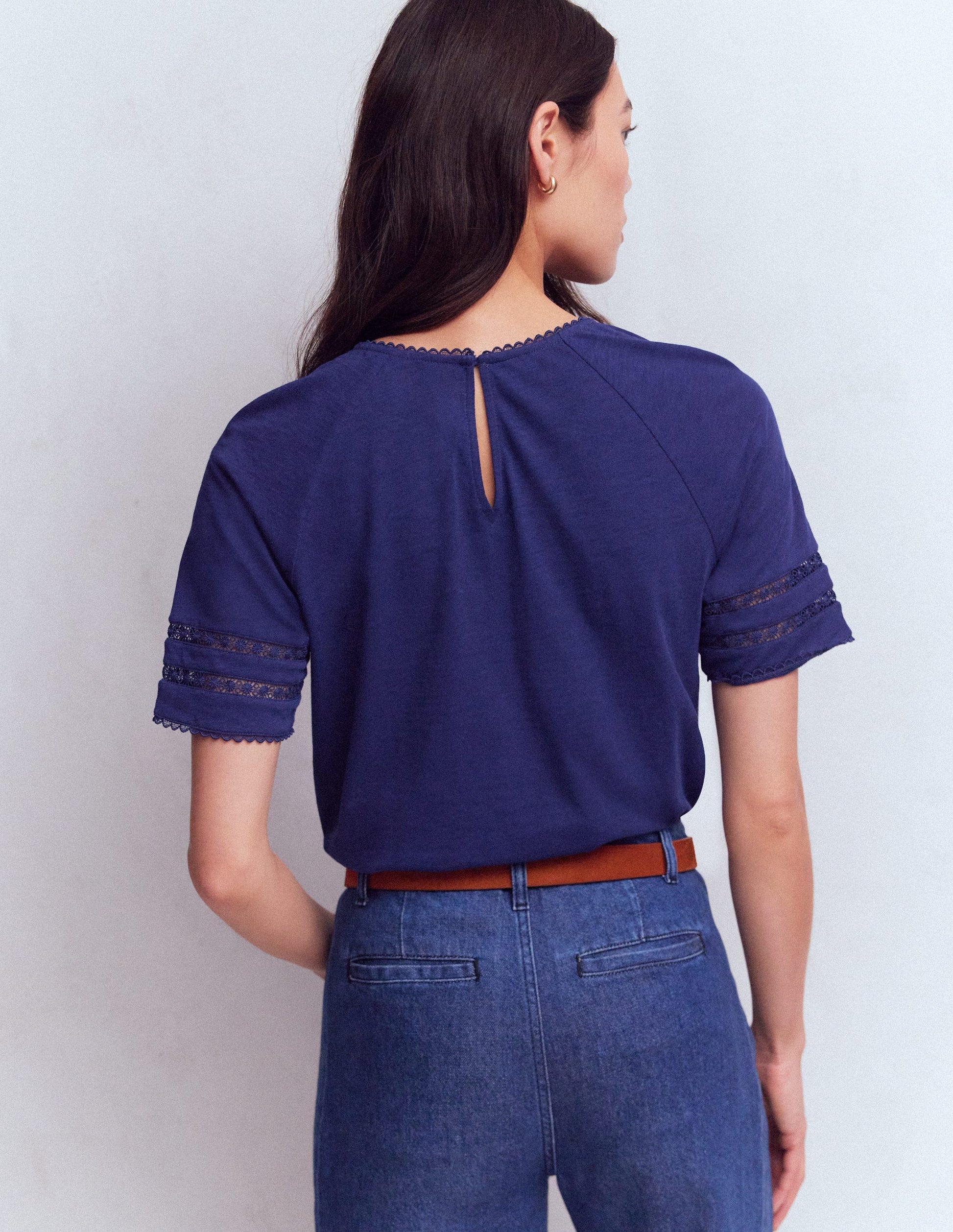 Poppy Trim Crew T-shirt-Blue Twilight-3