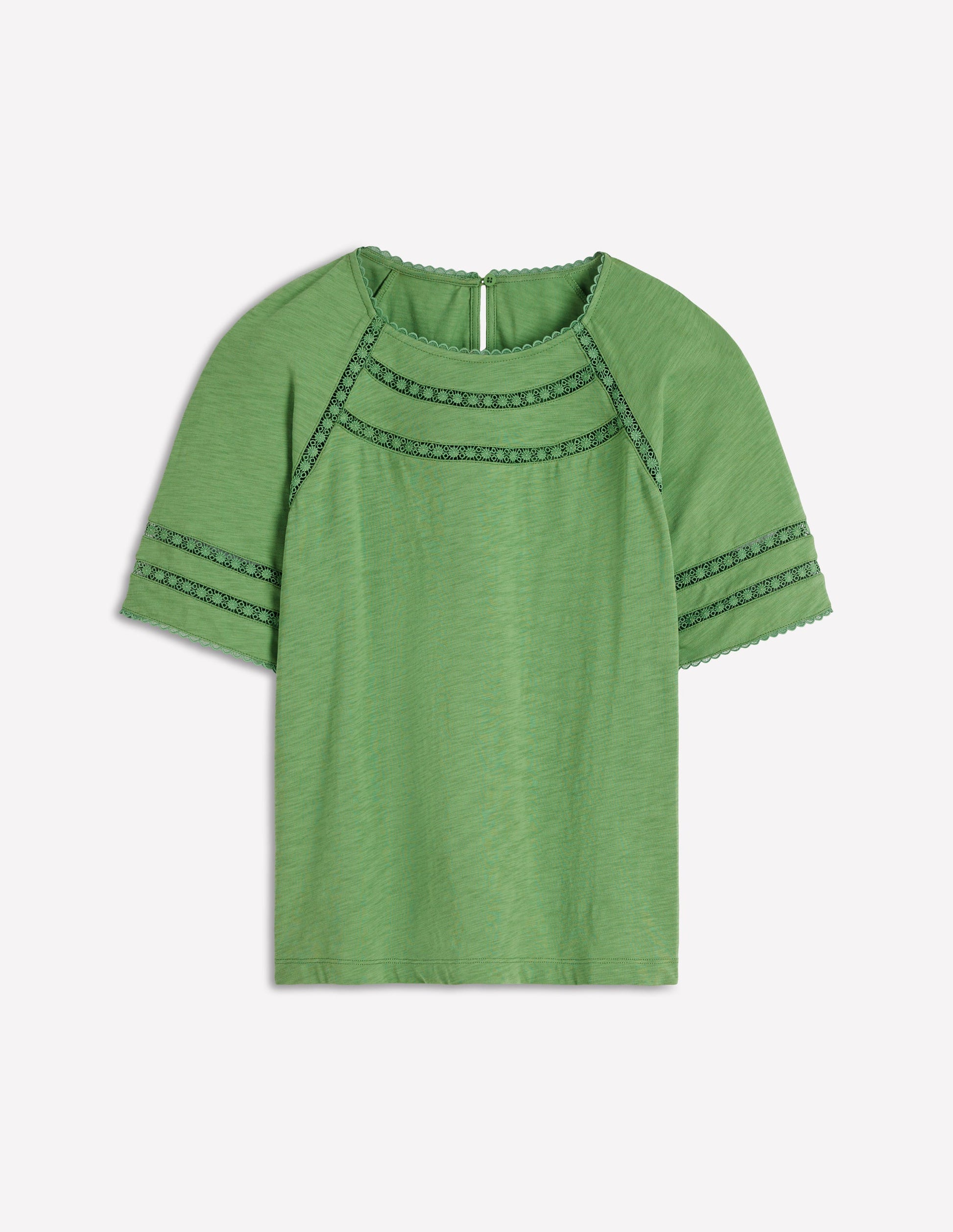 Poppy Trim Crew T-shirt-Stone Green-5