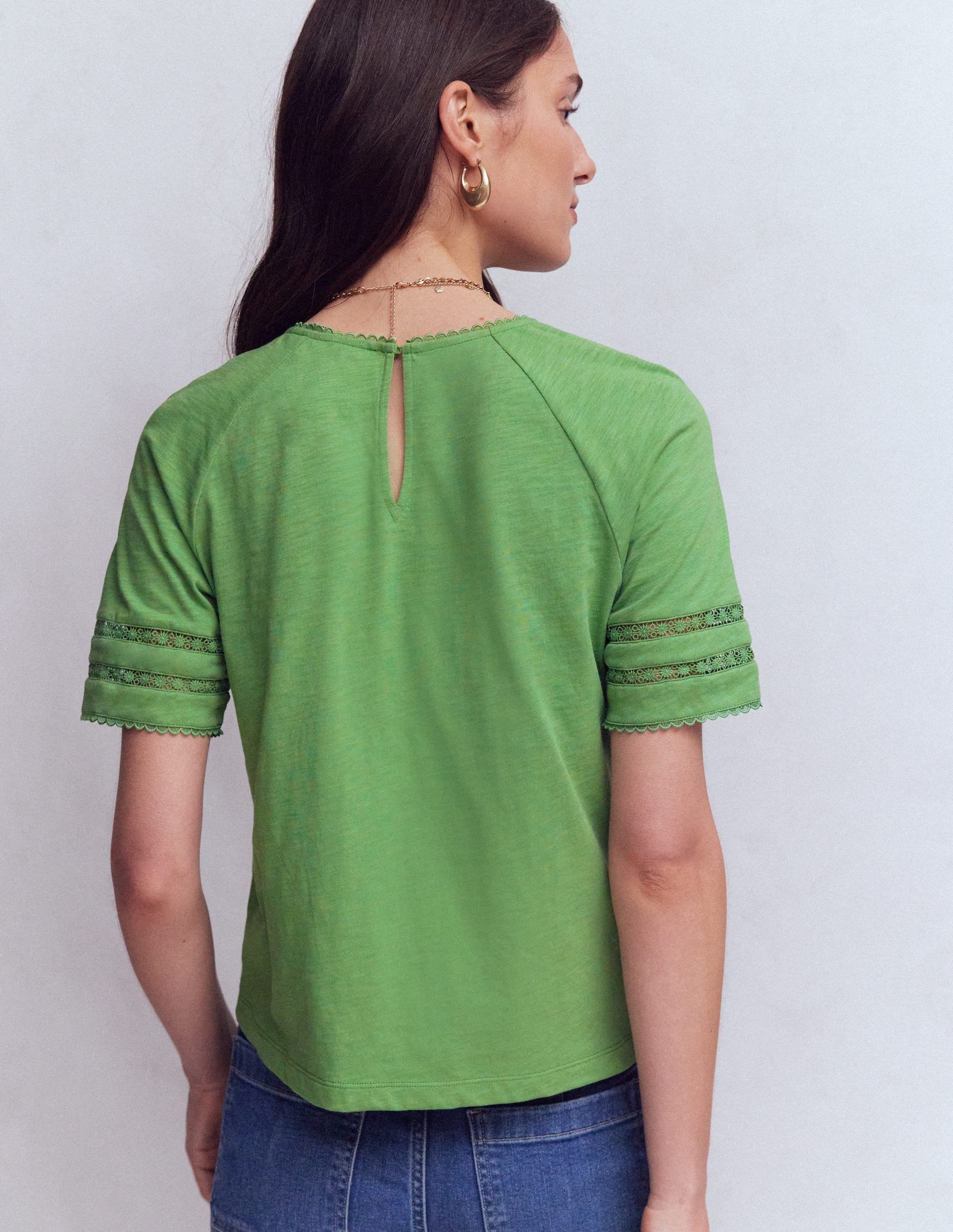 Poppy Trim Crew T-shirt-Bright Emerald - Image 3