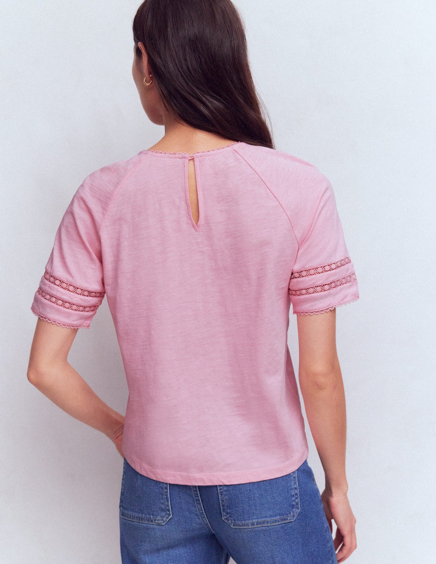 Poppy Trim Crew T-shirt-Pink Dolphin