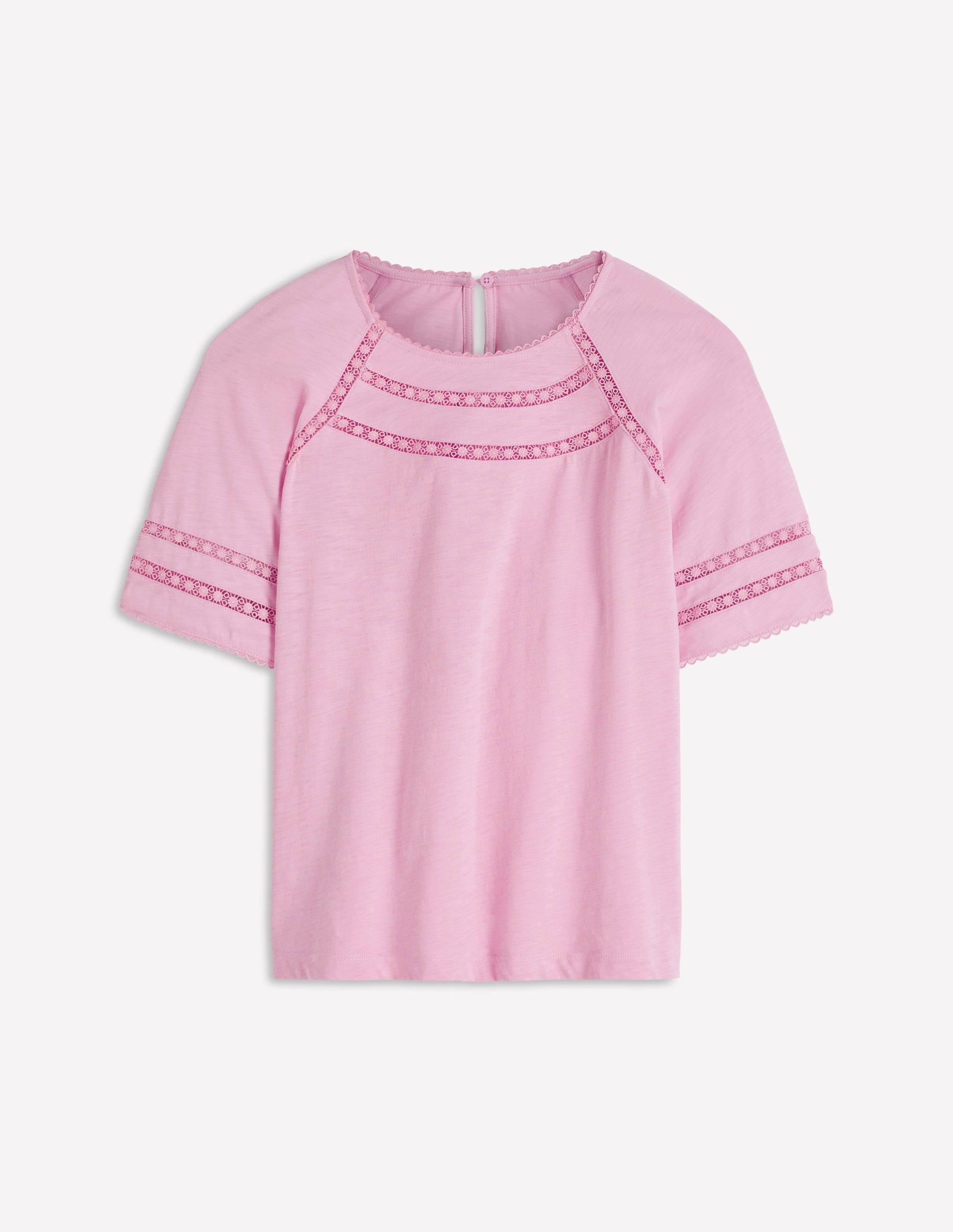 Poppy Trim Crew T-shirt-Pink Dolphin - Image 5