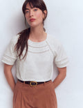 Poppy Trim Crew T-shirt-White