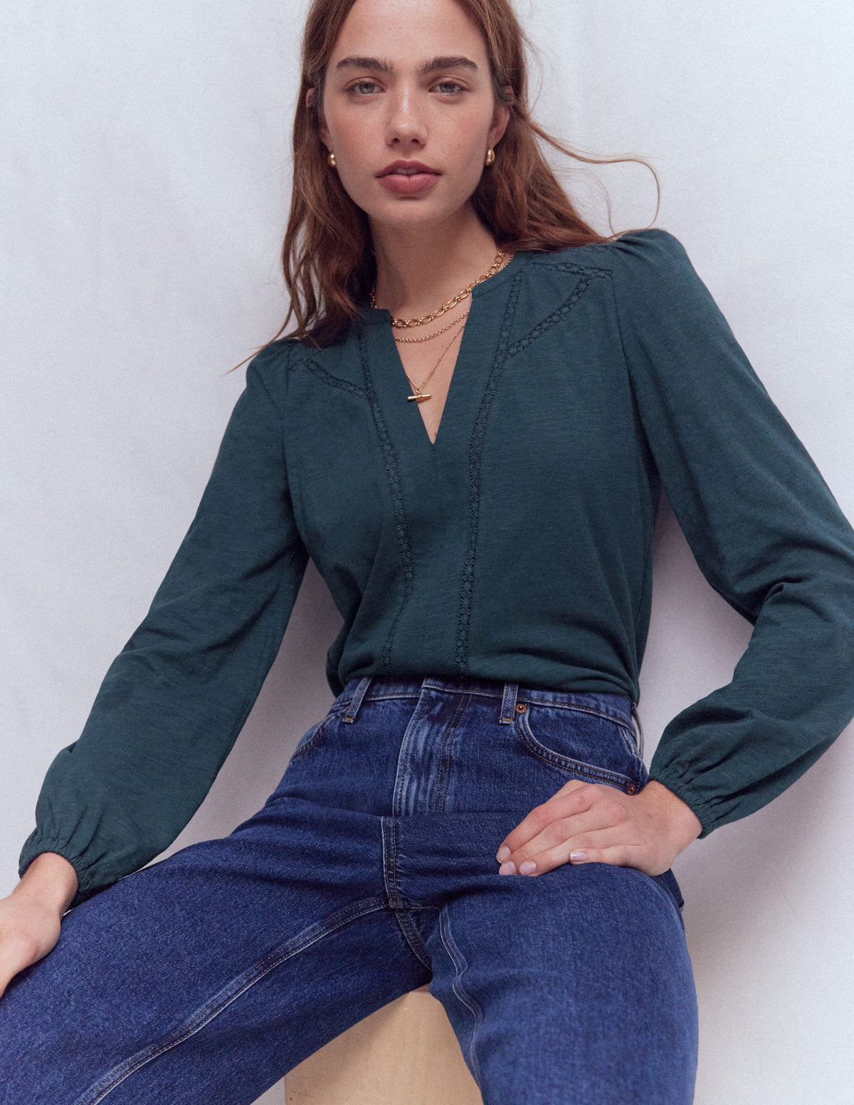 Poppy Long Sleeve Top-Moonlight Ocean - Image 1