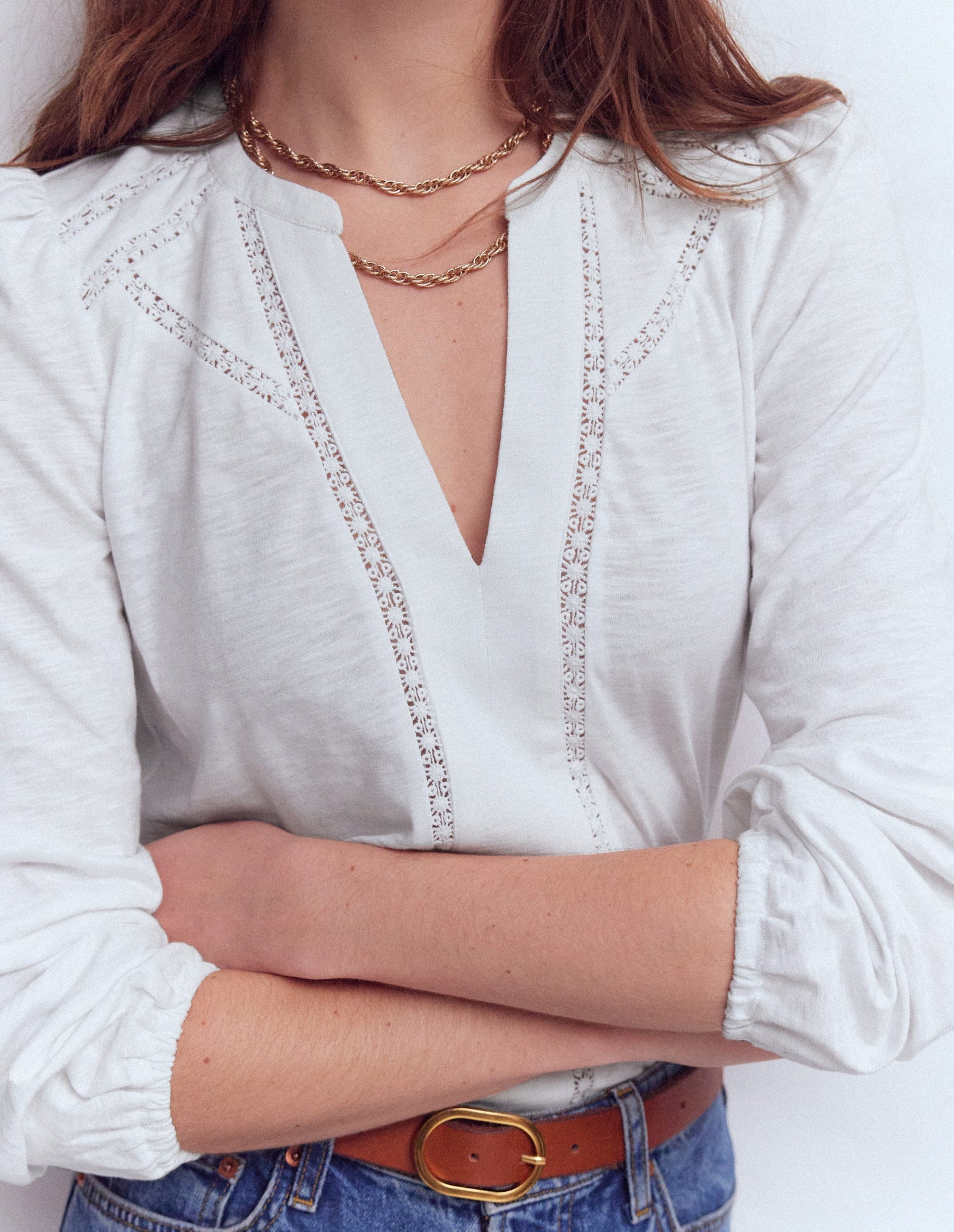 Poppy Long Sleeve Top-White