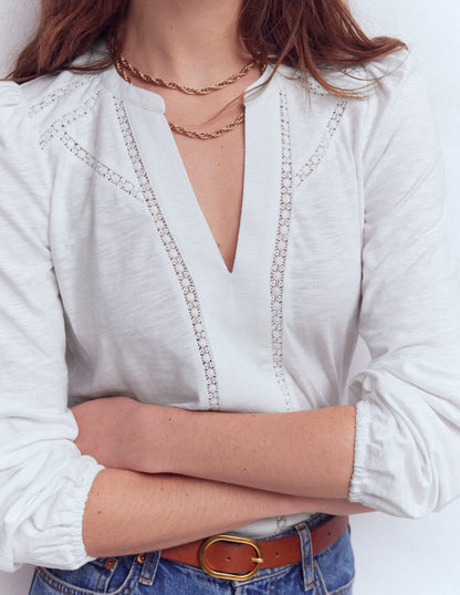 Poppy Long Sleeve Top-White-2