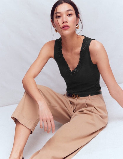 Flora Lace Trim Supersoft Vest-Black Beauty-4