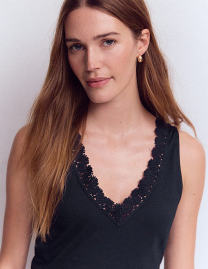 Flora Lace Trim Supersoft Vest-Navy Blazer-4