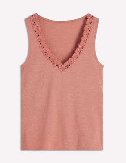 Flora Lace Trim Supersoft Vest-Vintage Rose-5