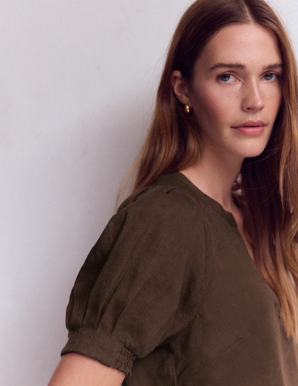 Rae Linen Top-Brown - Image 2