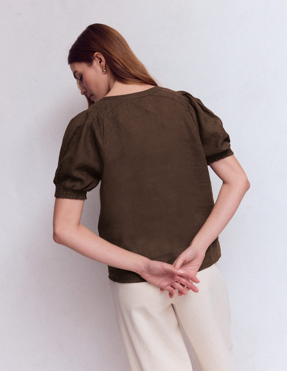 Rae Linen Top-Brown - Image 3