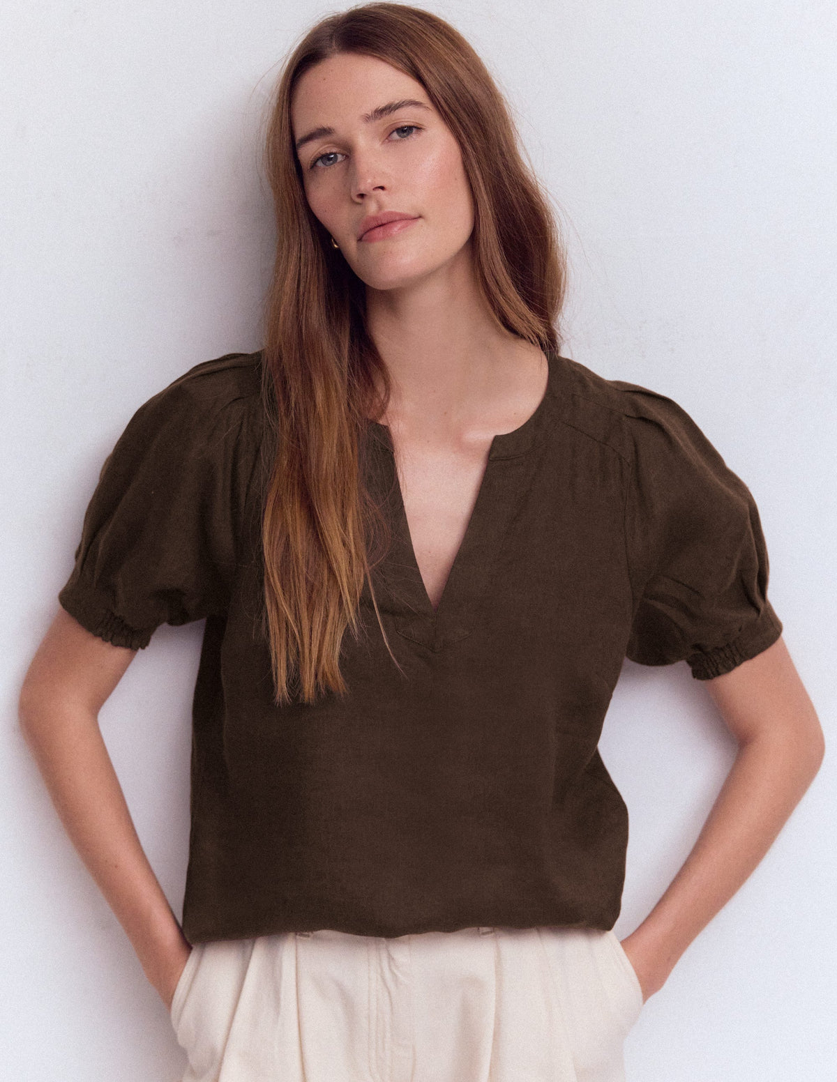Rae Linen Top-Brown - Image 4