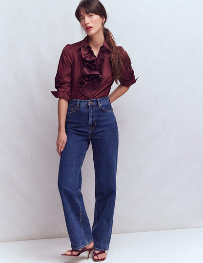 Cara Ruffle Shirt-Maroon-4