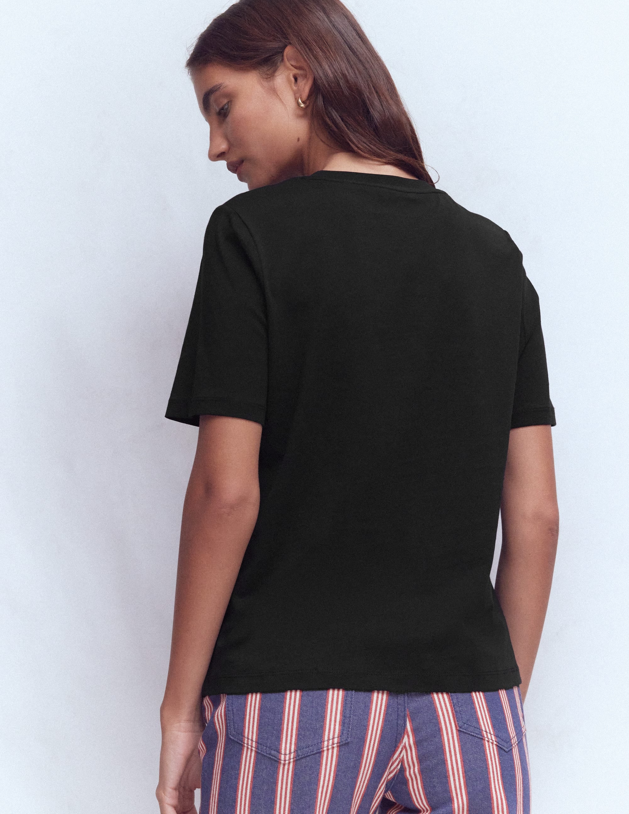 Cotton Crew Neck T-shirt-Black - Image 3