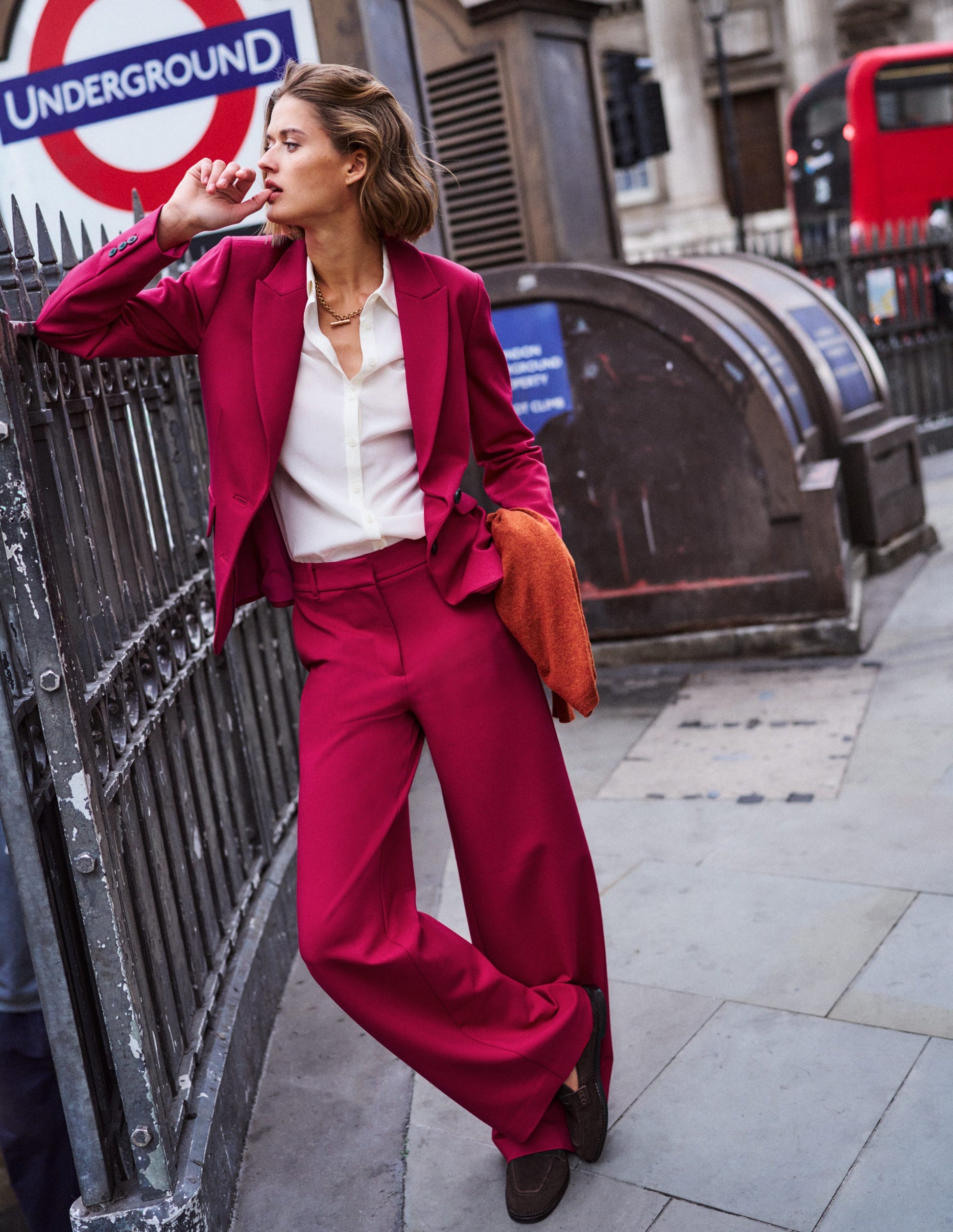 Marylebone Ponte Blazer-Pomegranate-5