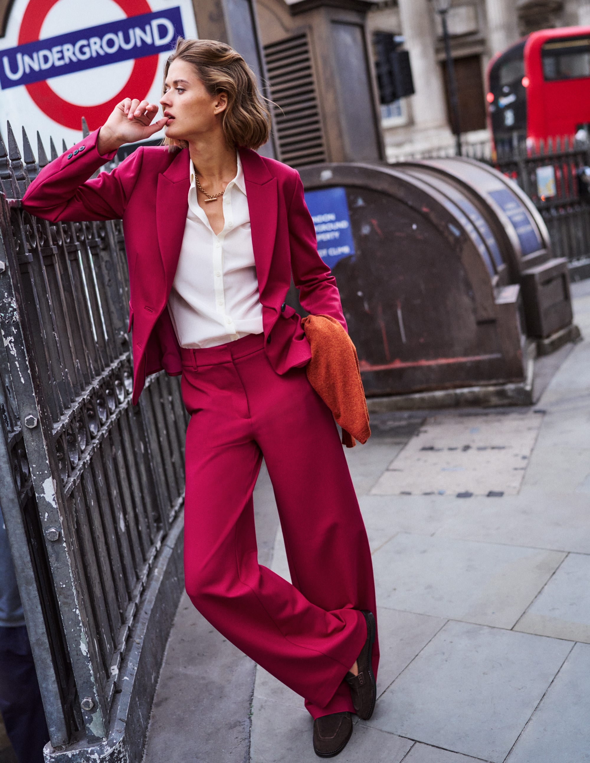 Marylebone Ponte Blazer-Pomegranate - Image 5