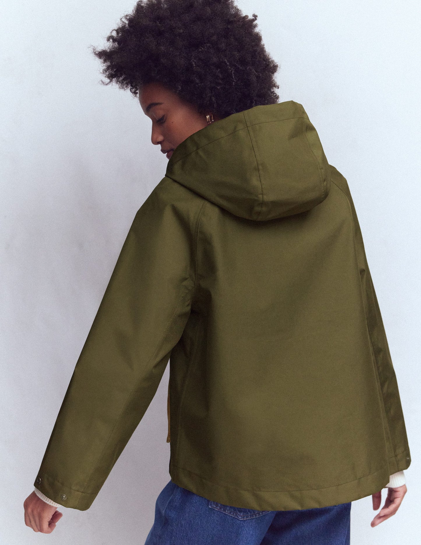 Lightweight Rain Mac-Woodland Green, Colourblock