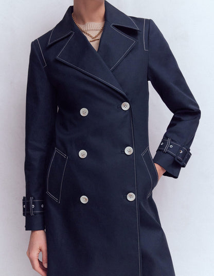 Double Breasted Trench-Navy-2
