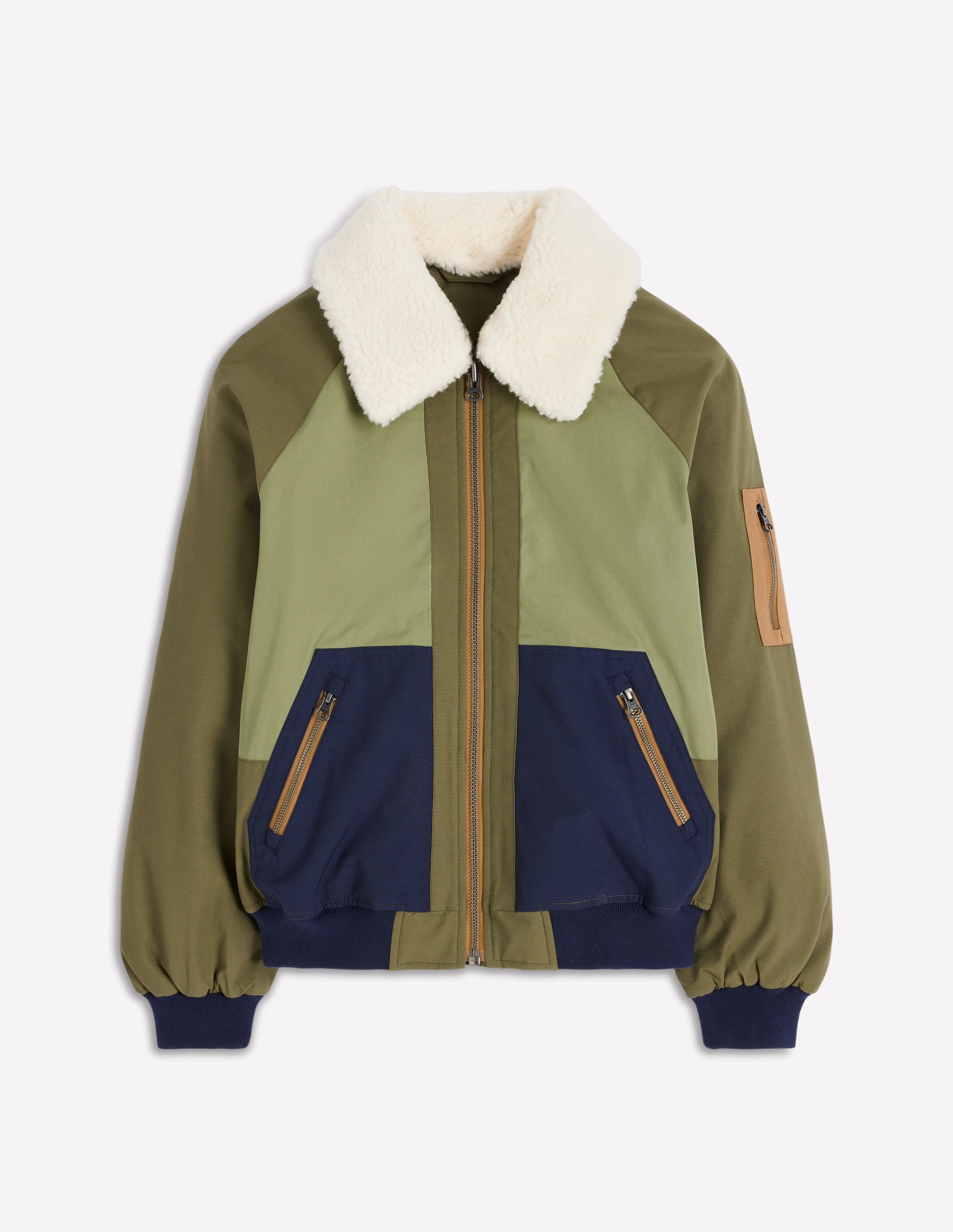 Borg Detail Bomber Jacket-Woodland Green - Image 7