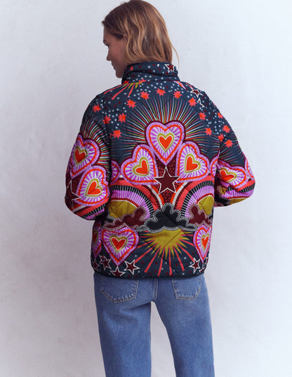 Printed Quilted Jacket-Multi, Conversational-3