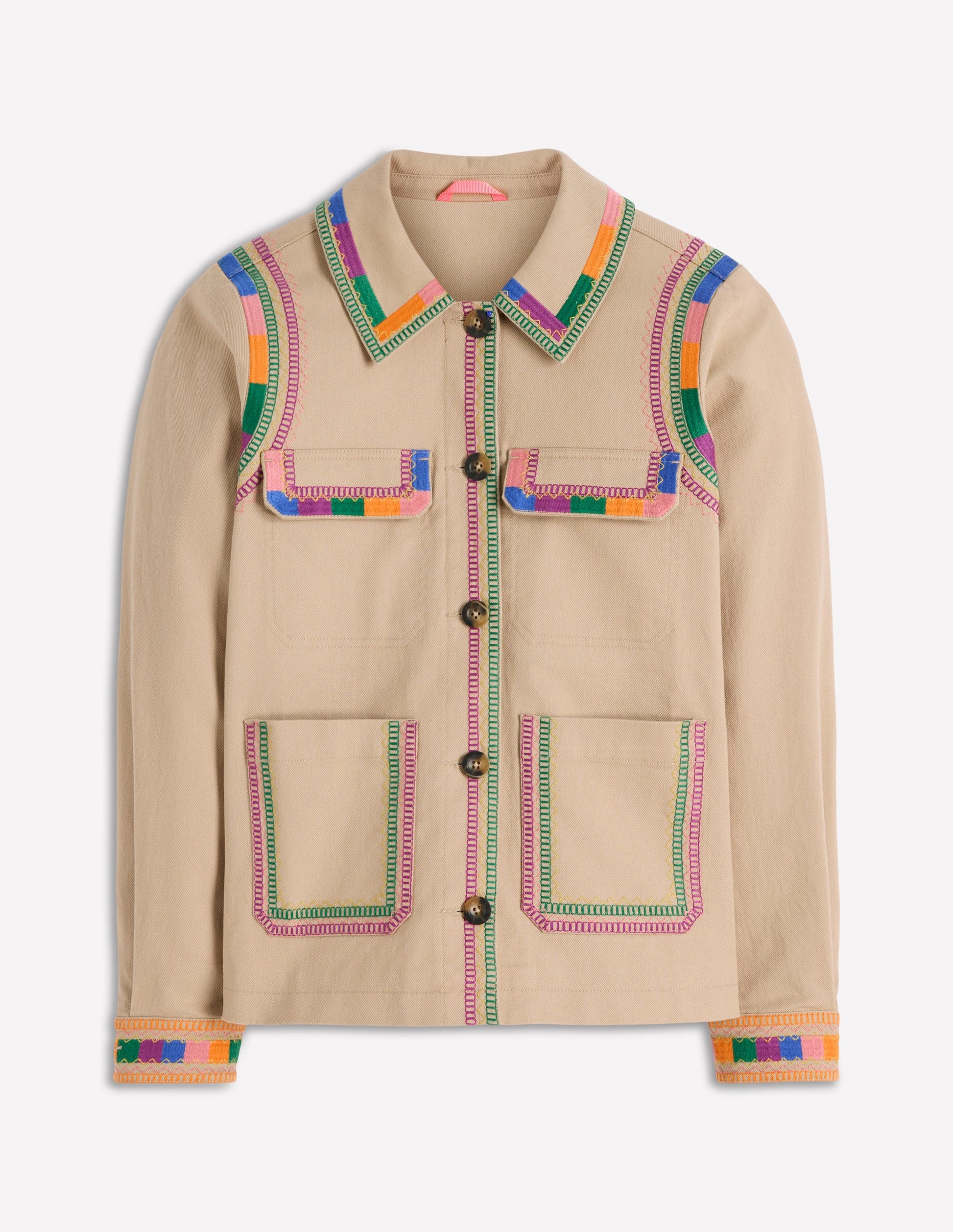 Embroidered Utility Jacket-Camel-5