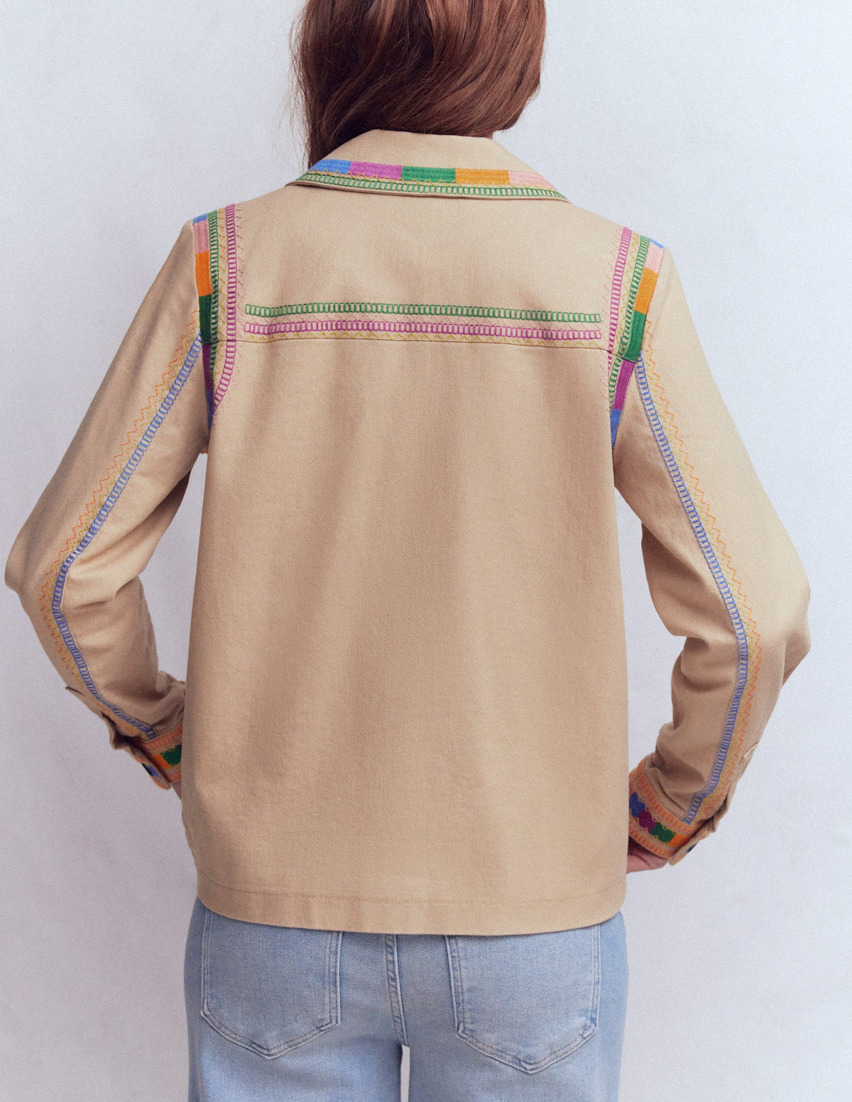 Embroidered Utility Jacket-Camel - Image 3