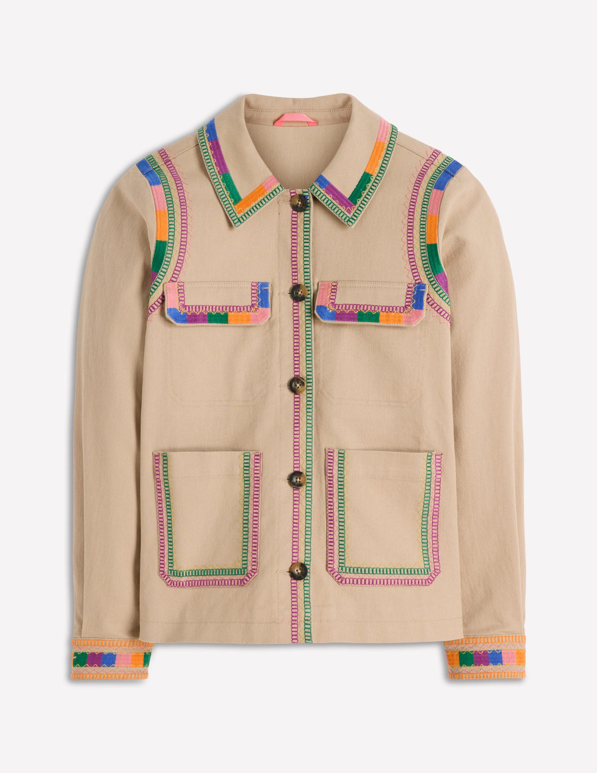 Embroidered Utility Jacket-Camel - Image 5