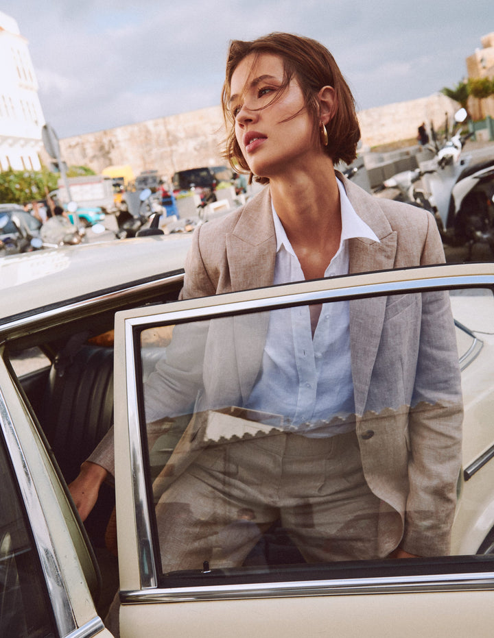 Woodbridge Linen Blazer-Amphora, Chambray