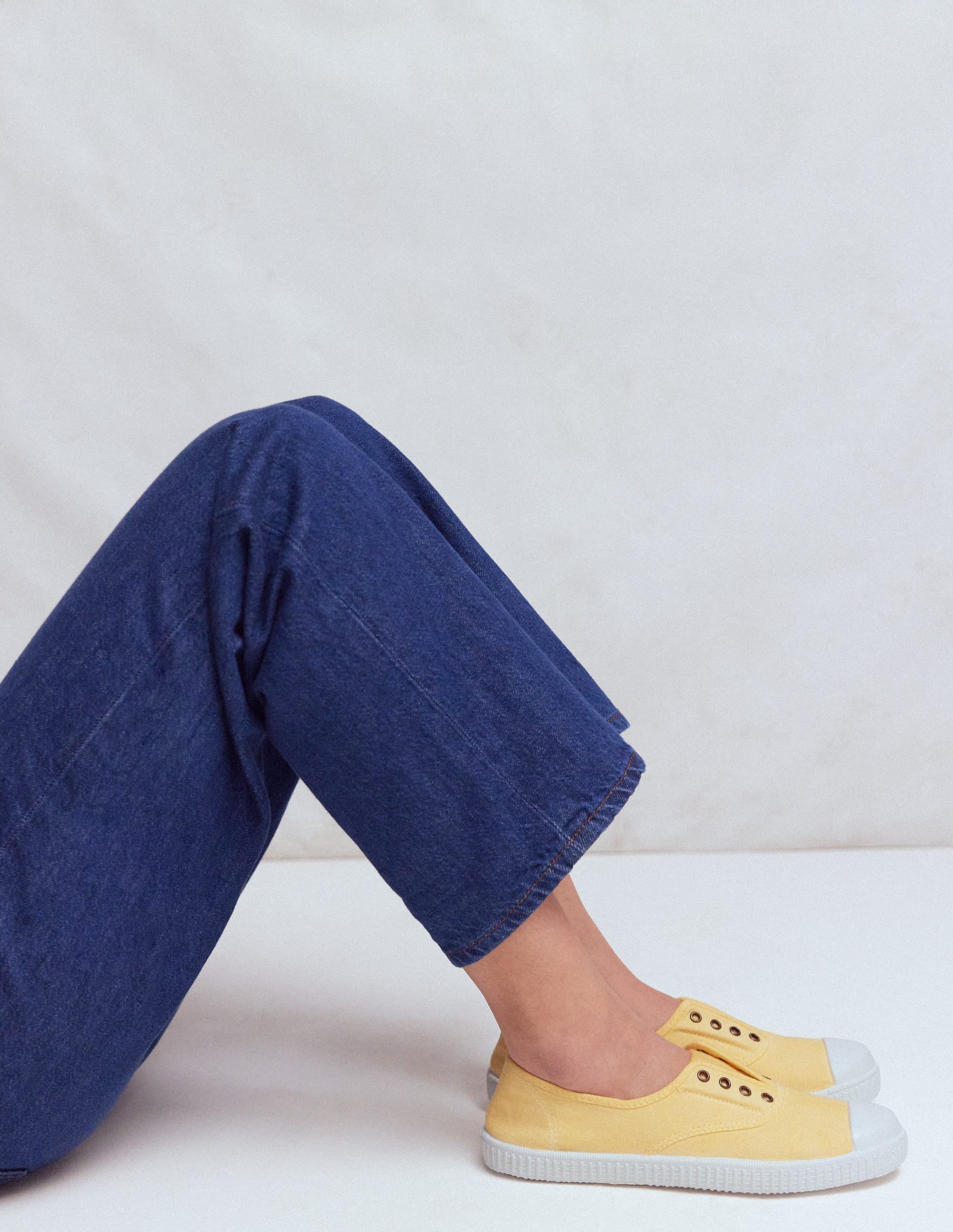 Laceless Canvas Plimsoll-Buttercream - Image 2