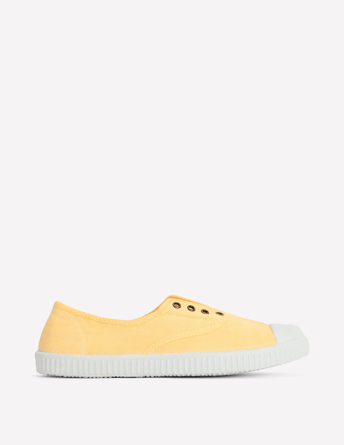 Laceless Canvas Plimsoll-Buttercream - Image 1