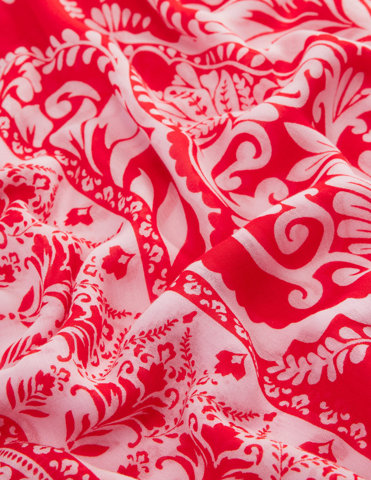 Printed Sarong Scarf-Poppy Red, Ornamental Garden - Image 3