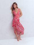 Printed Sarong Scarf-Poppy Red, Ornamental Garden