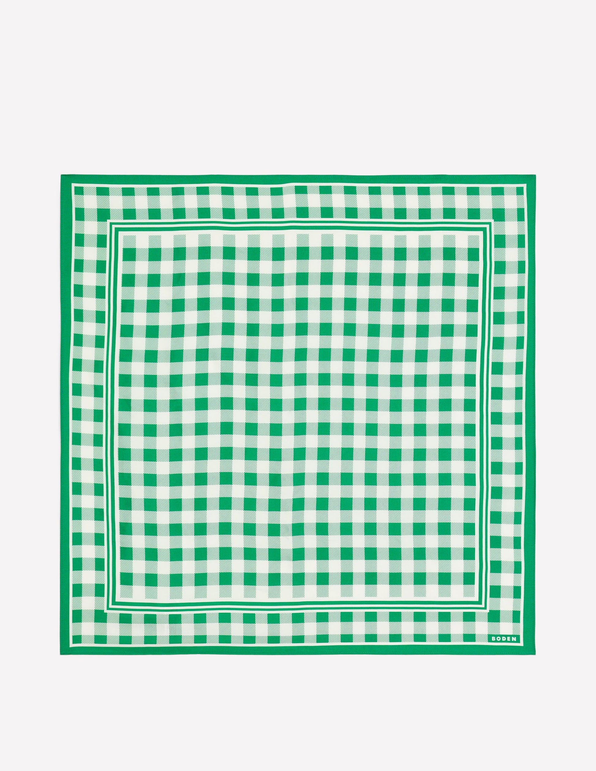 Elisabeth Silk Square Scarf-Green Gingham-4