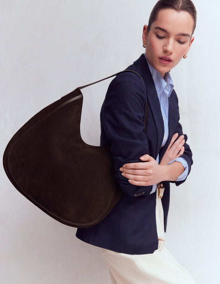 Suede Hobo Bag-Bitter Chocolate