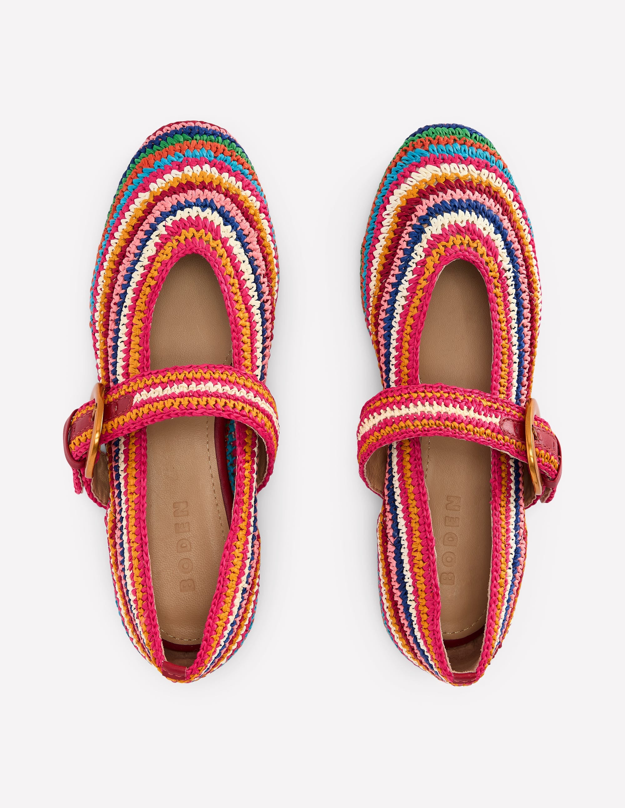 Kylie Flat Buckle Mary Janes-Multi Raffia - Image 6