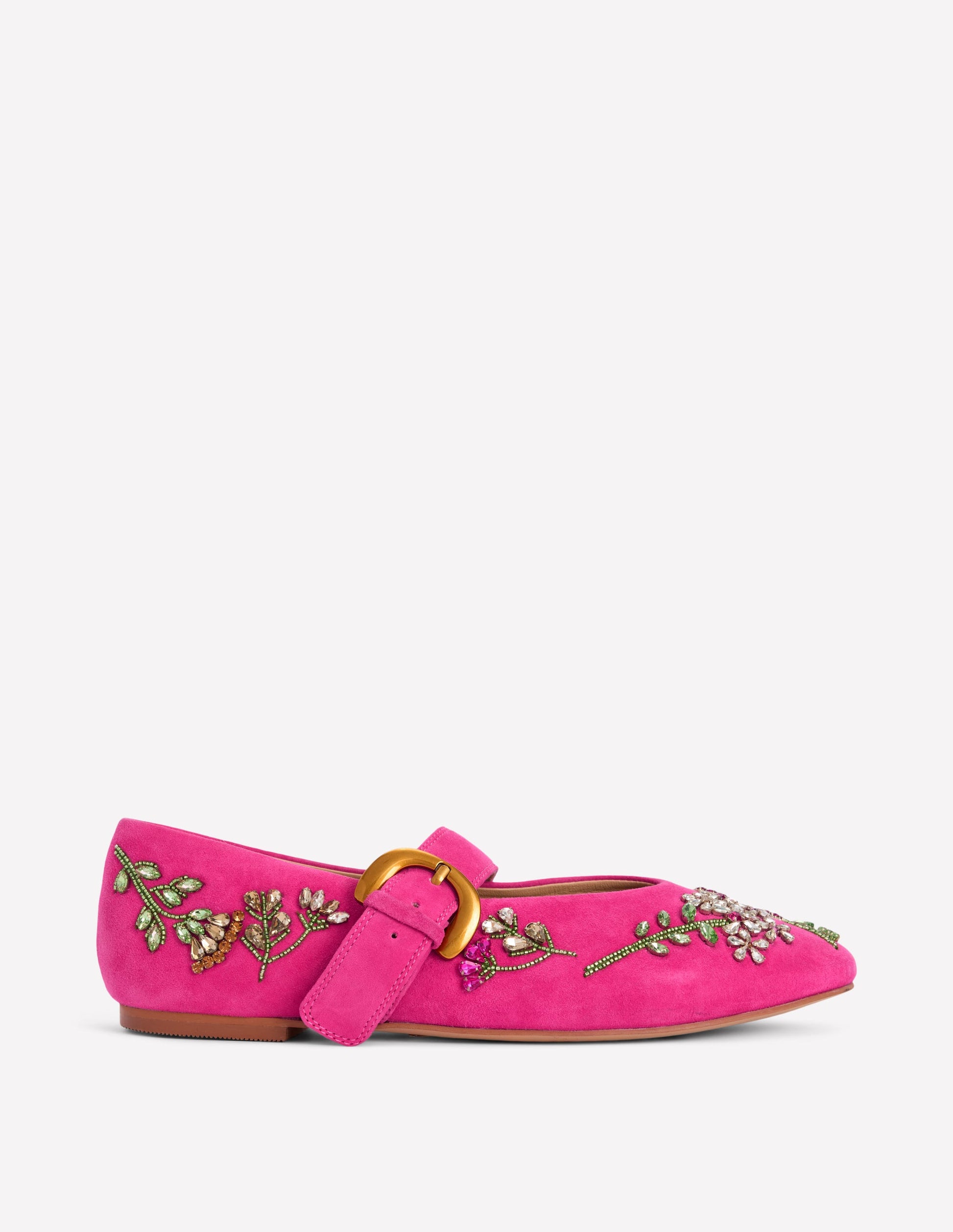 Kylie Flat Buckle Mary Janes-Embellished Pink-1