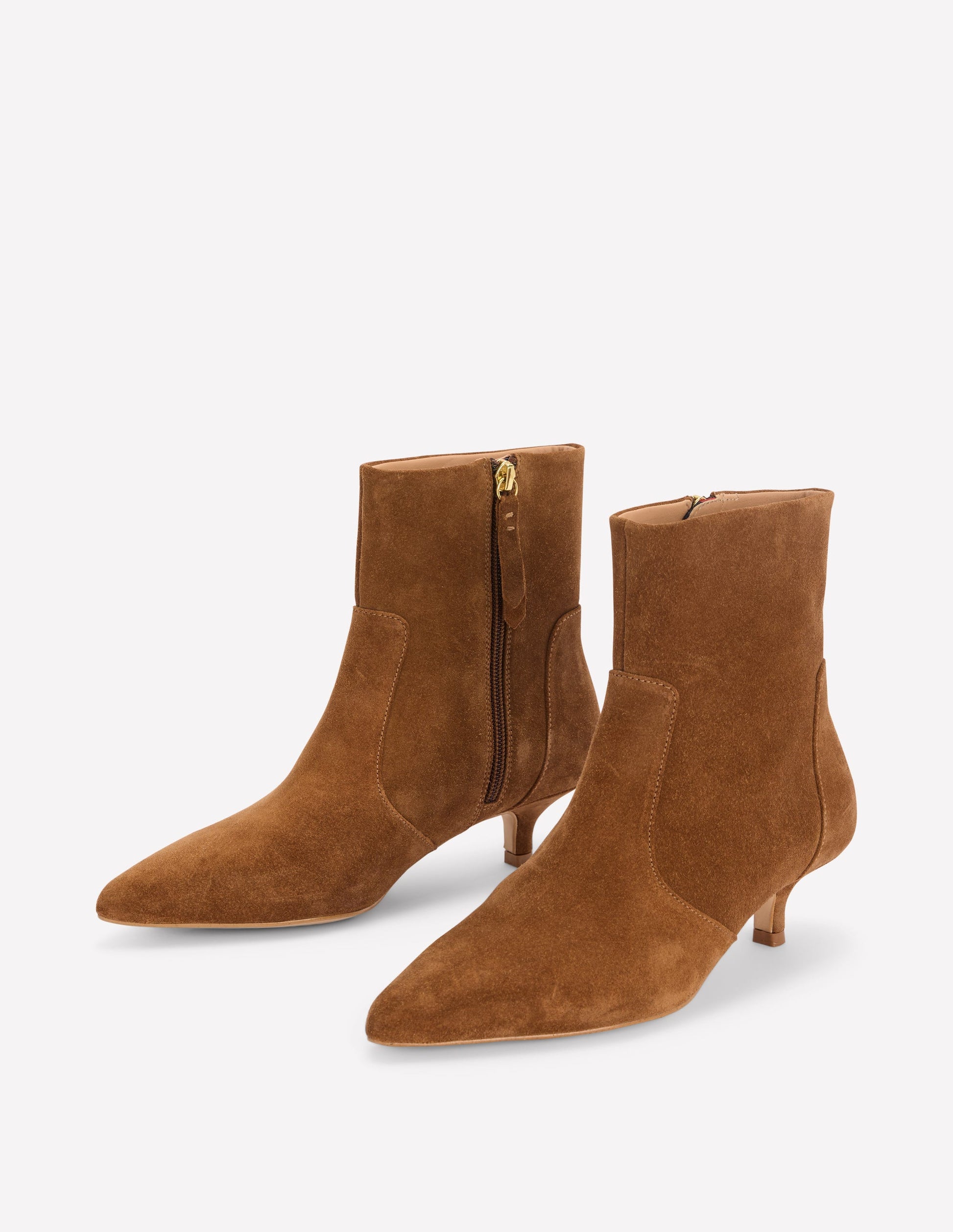 Isobel Kitten Heel Ankle Boot-Cognac Suede-4