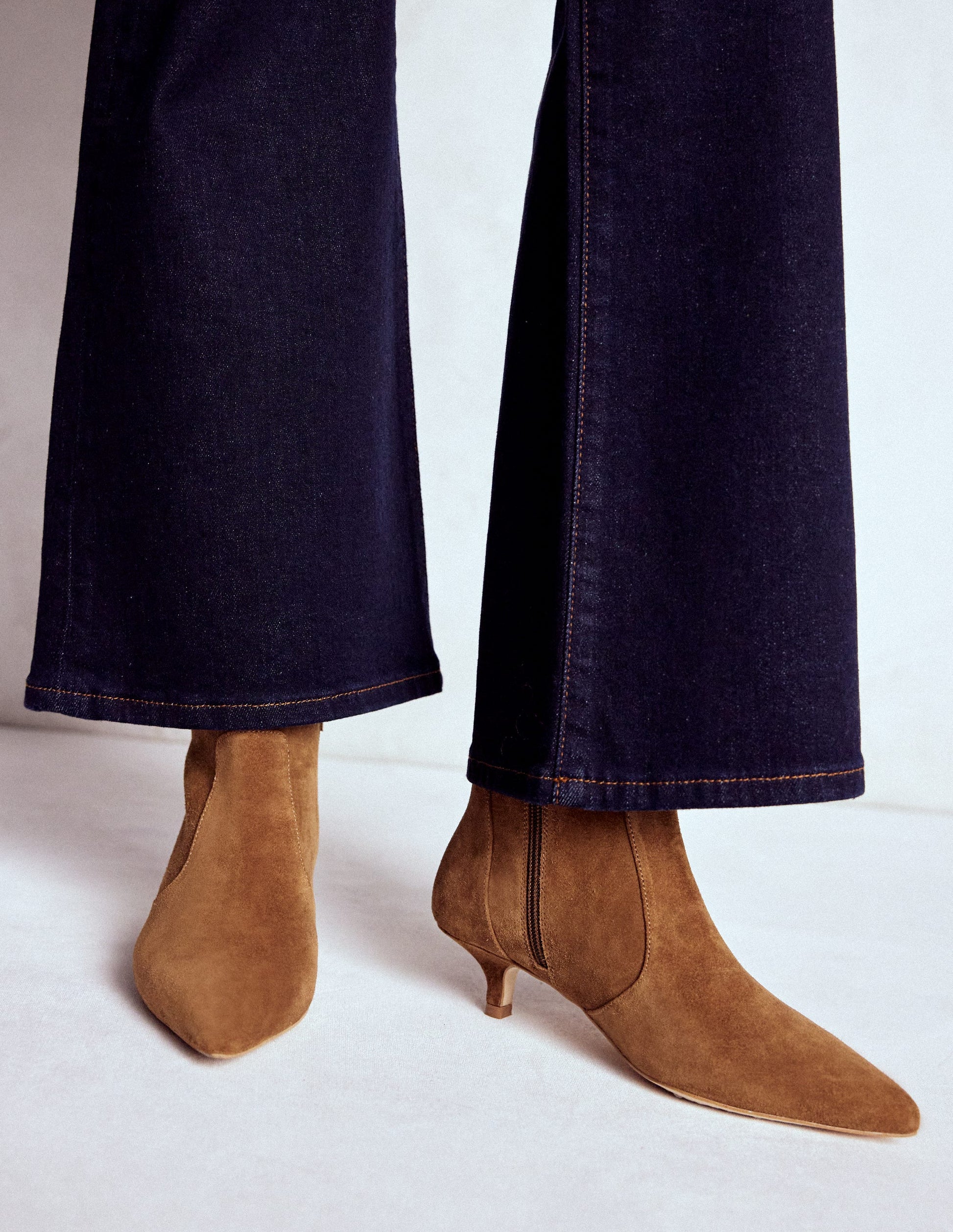Isobel Kitten Heel Ankle Boot-Cognac Suede-2