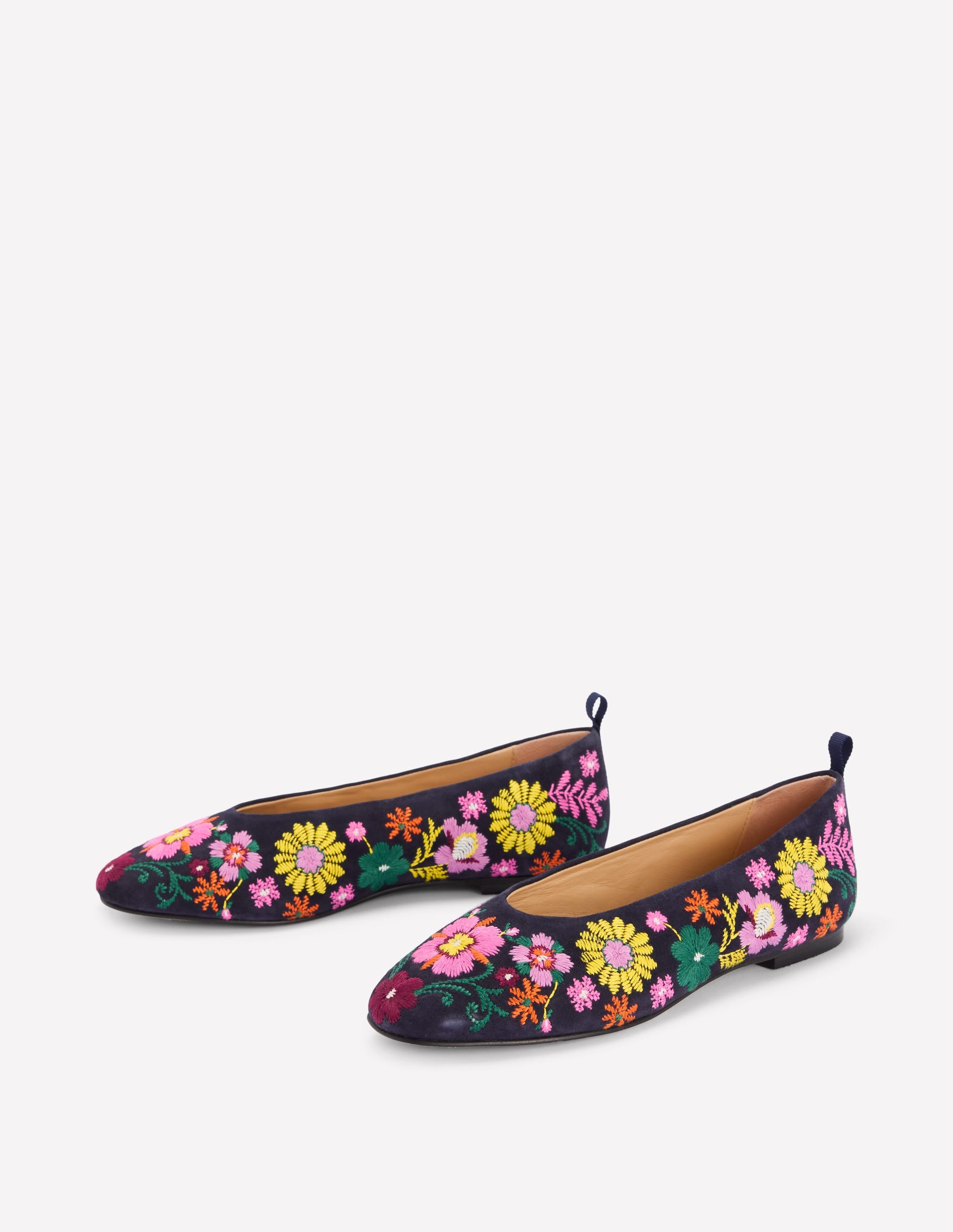 High Cut Ballet Flats-Navy/Embroidery - Image 4