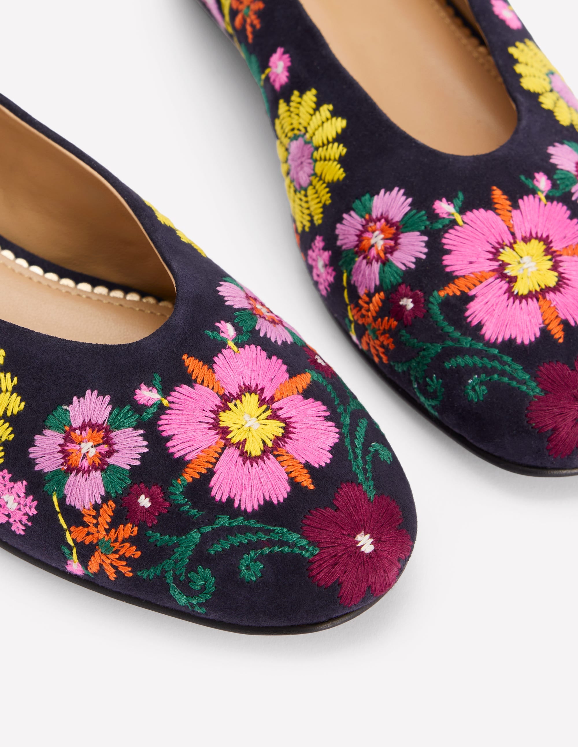 High Cut Ballet Flats-Navy/Embroidery - Image 5