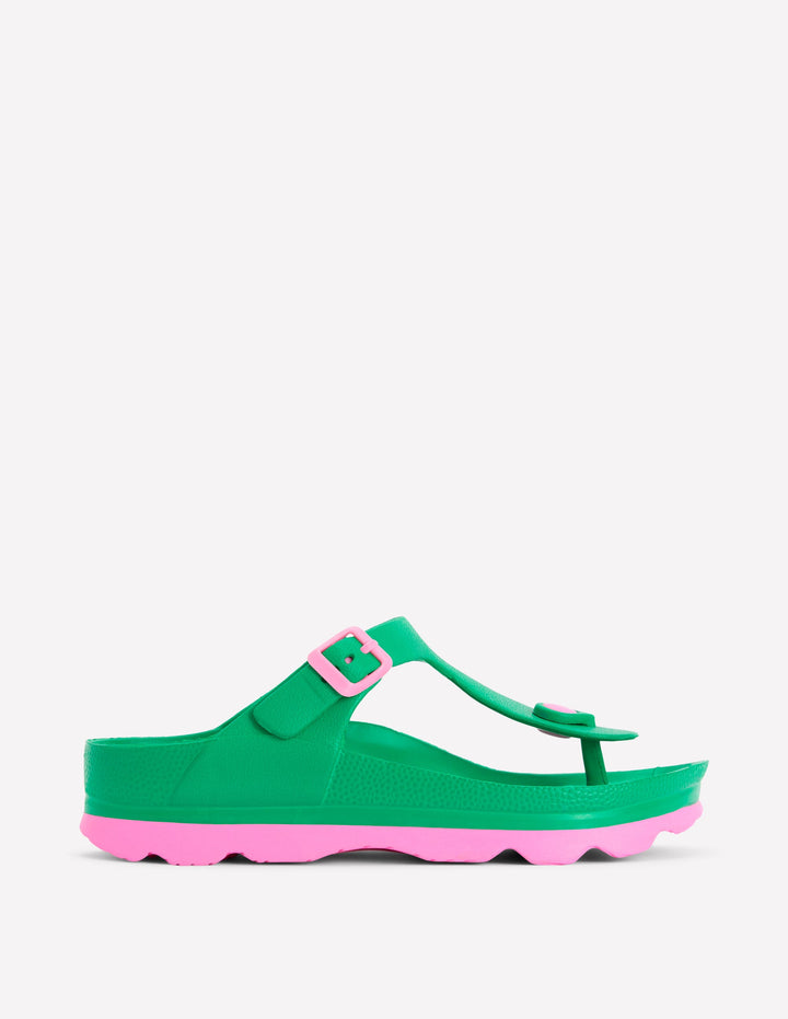 Lyla Toe Post Sandals-Green/Pink