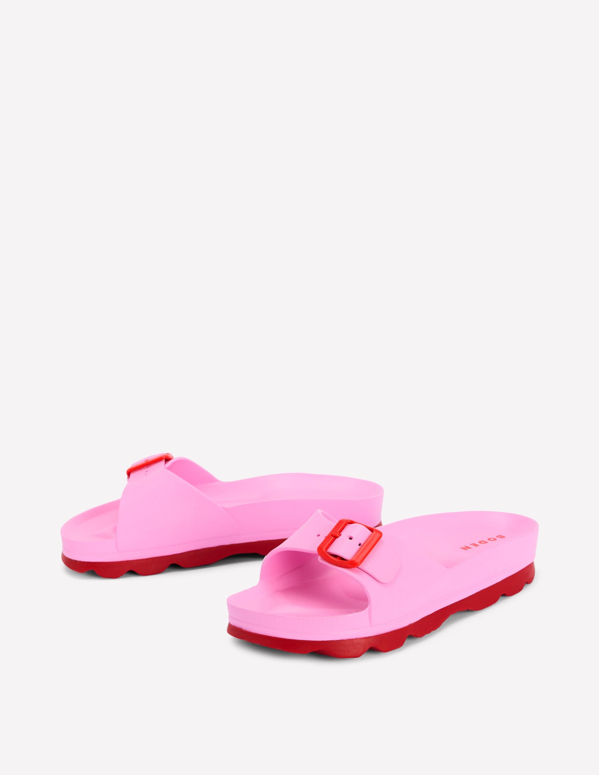 Lyla Single Buckle Sliders-Pink/Red-3