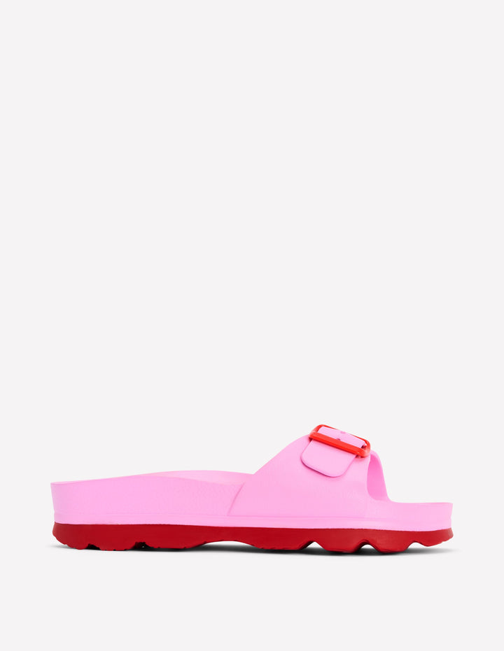 Lyla Single Buckle Sliders-Pink/Red