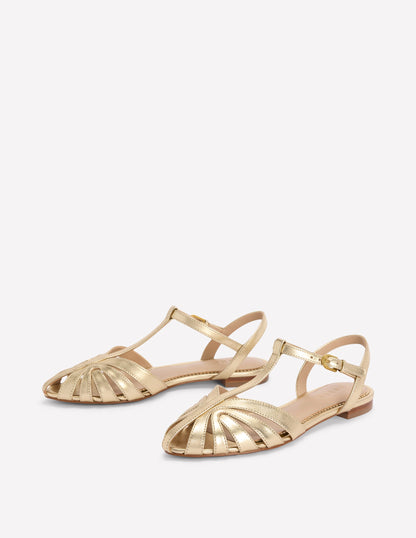 Caged Flat Sandal-Gold-3