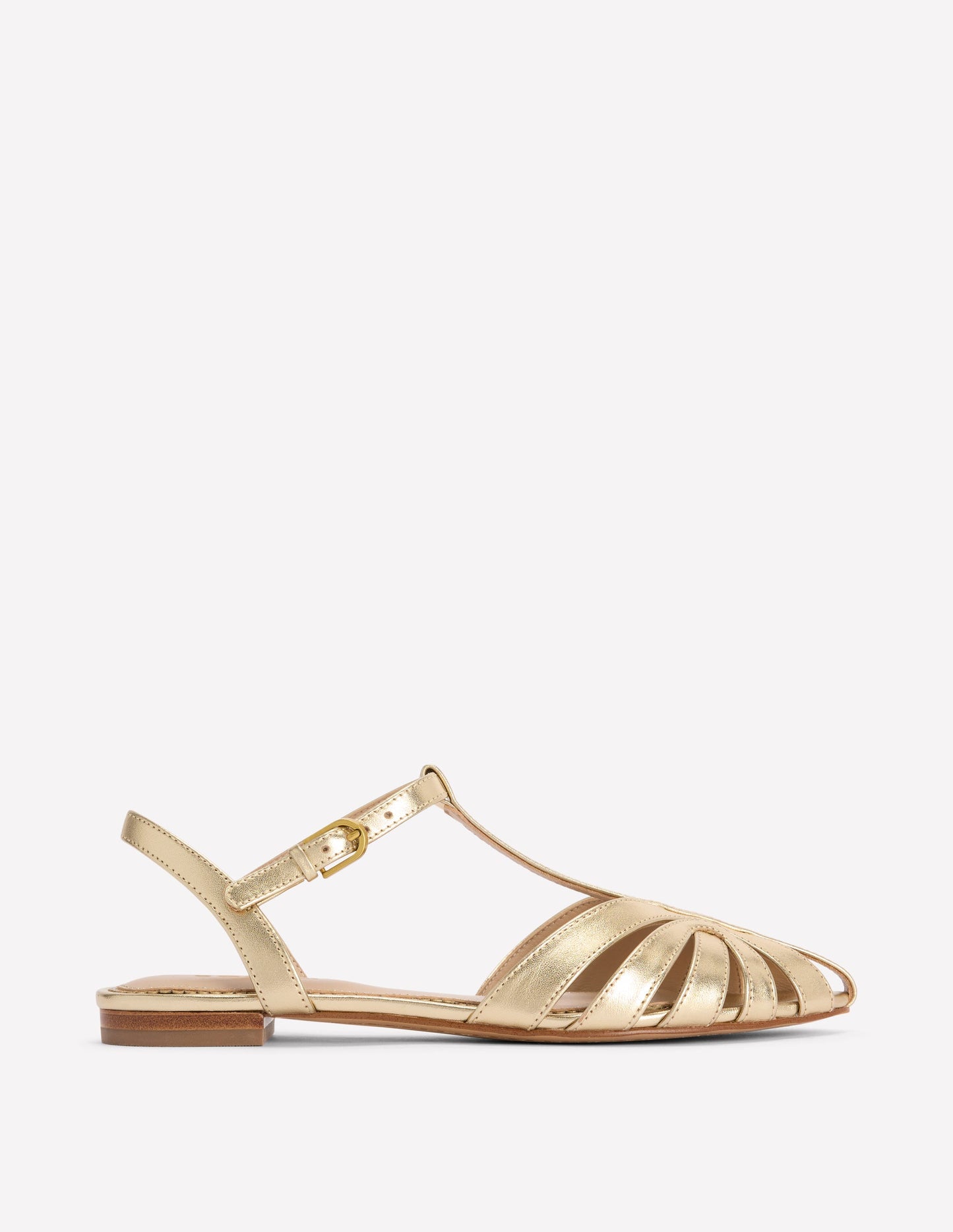 Caged Flat Sandal-Gold