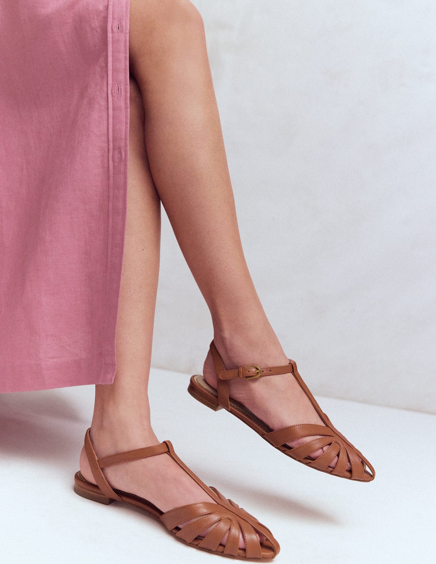 Caged Flat Sandal-Tan